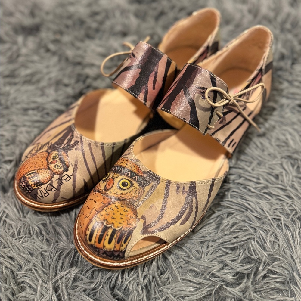 Goby sz 11 Boho Owl Animal Print Ballerina Sandals YAG101